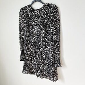 Aritzia Little Moon Floral Print Ruffle Mini Dress Black White Womens‎ XS